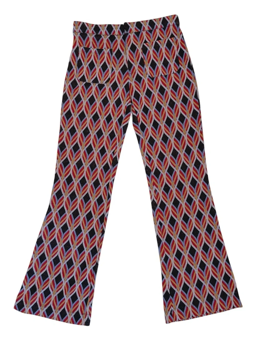 Free People Multicolor Geometric Bootcut Pants - Black, Brown, Orange